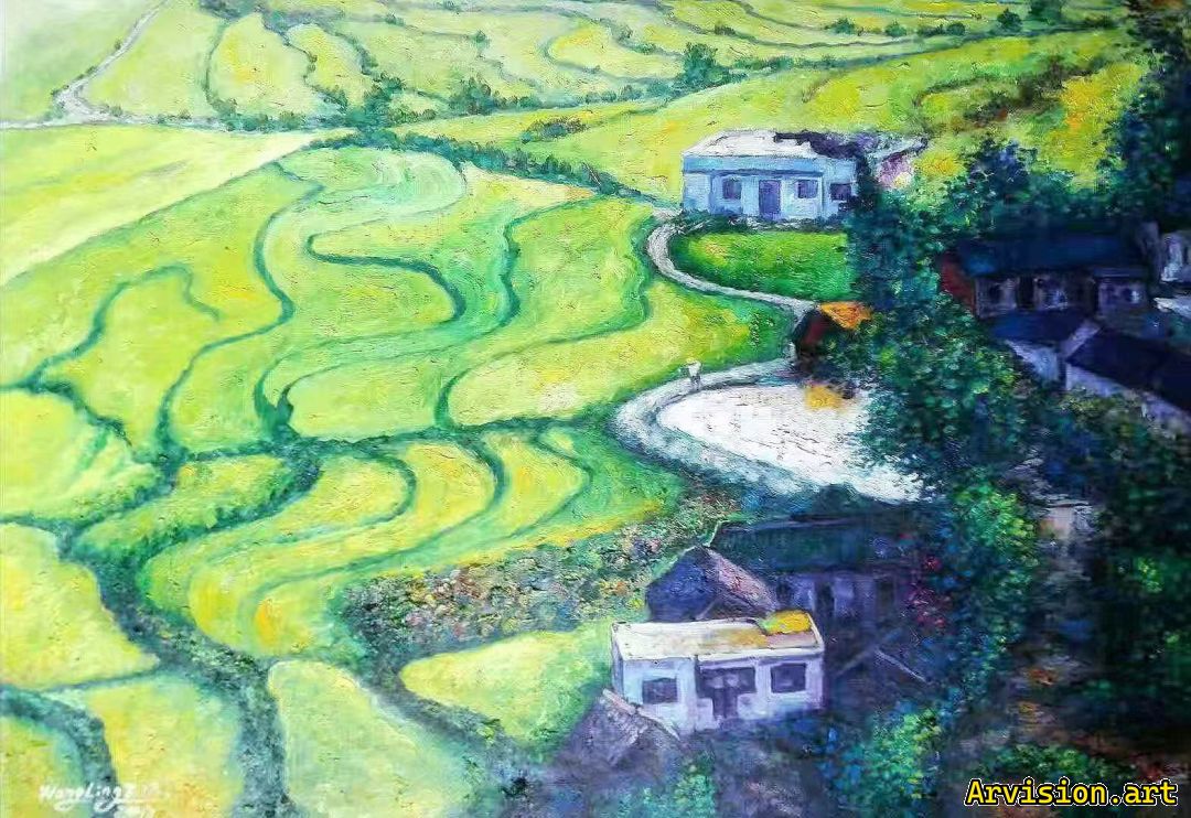 王琳油画初夏的田园